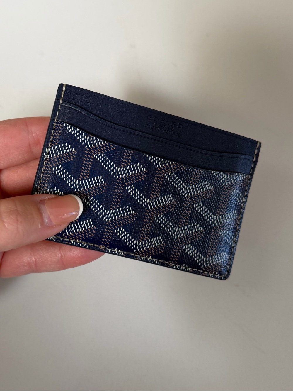Goyard Navy, Tan & White Card Case